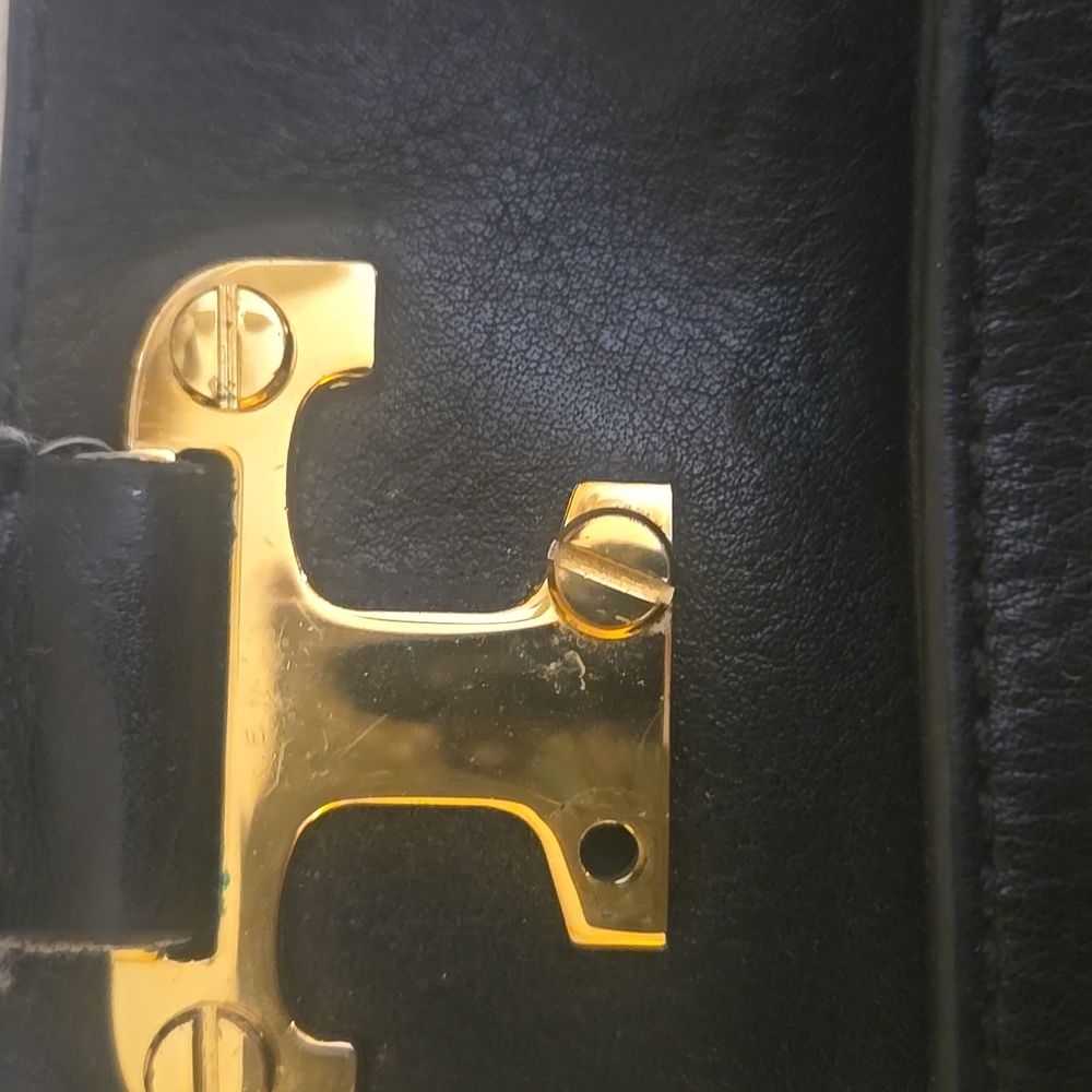 Tory Burch Black Leather Tote with Gold Accents - Picture 4 of 4